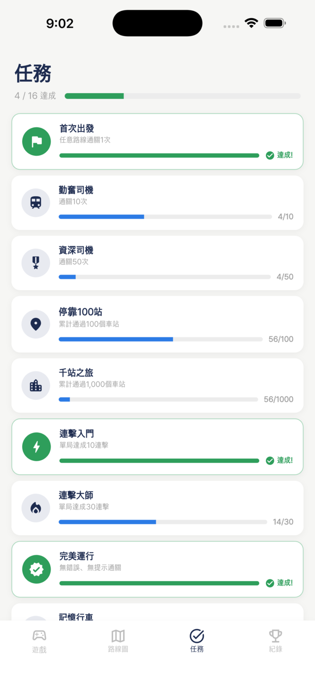 任務進度畫面